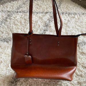 Brown Leather purse/handbag with crossbody strap, like new, never used
